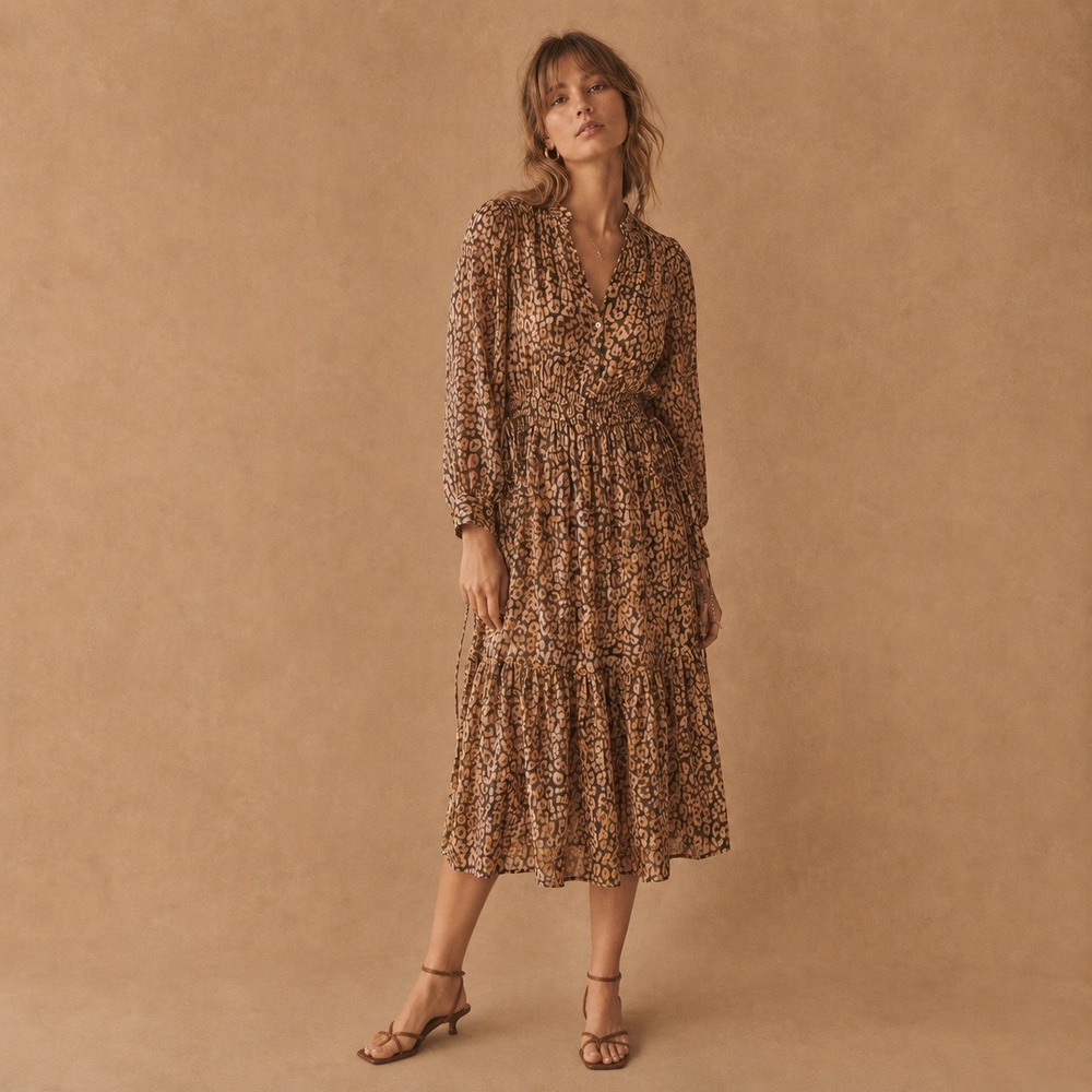 Rails Leopard Print Oversized Midi Dress Sz XXS